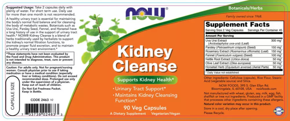 NOW Foods Kidney Cleanse – 90 Vegan Capsules | Herbal Food Supplement