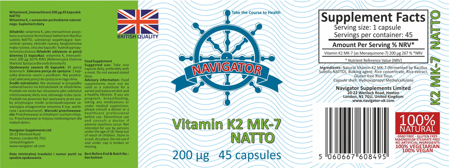 Vitamin K2 MK-7   200 mcg