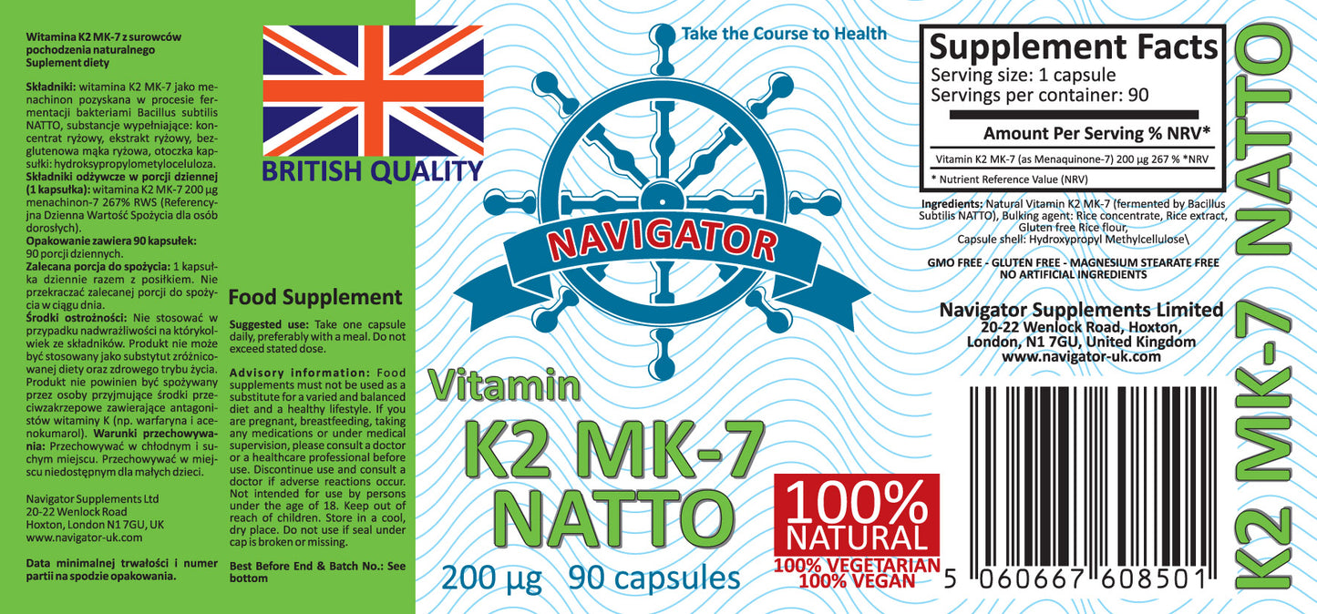 Vitamin K2 MK-7   200 mcg