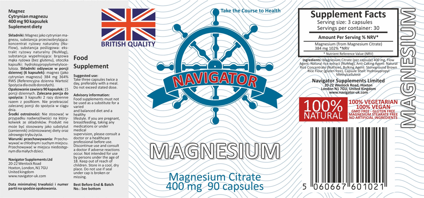 Magnesium Citrate   400 mg