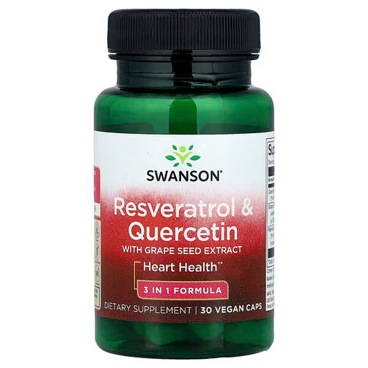 Swanson Resveratrol & Quercetin with Grape Seed Extract – 30 Vegan Capsules