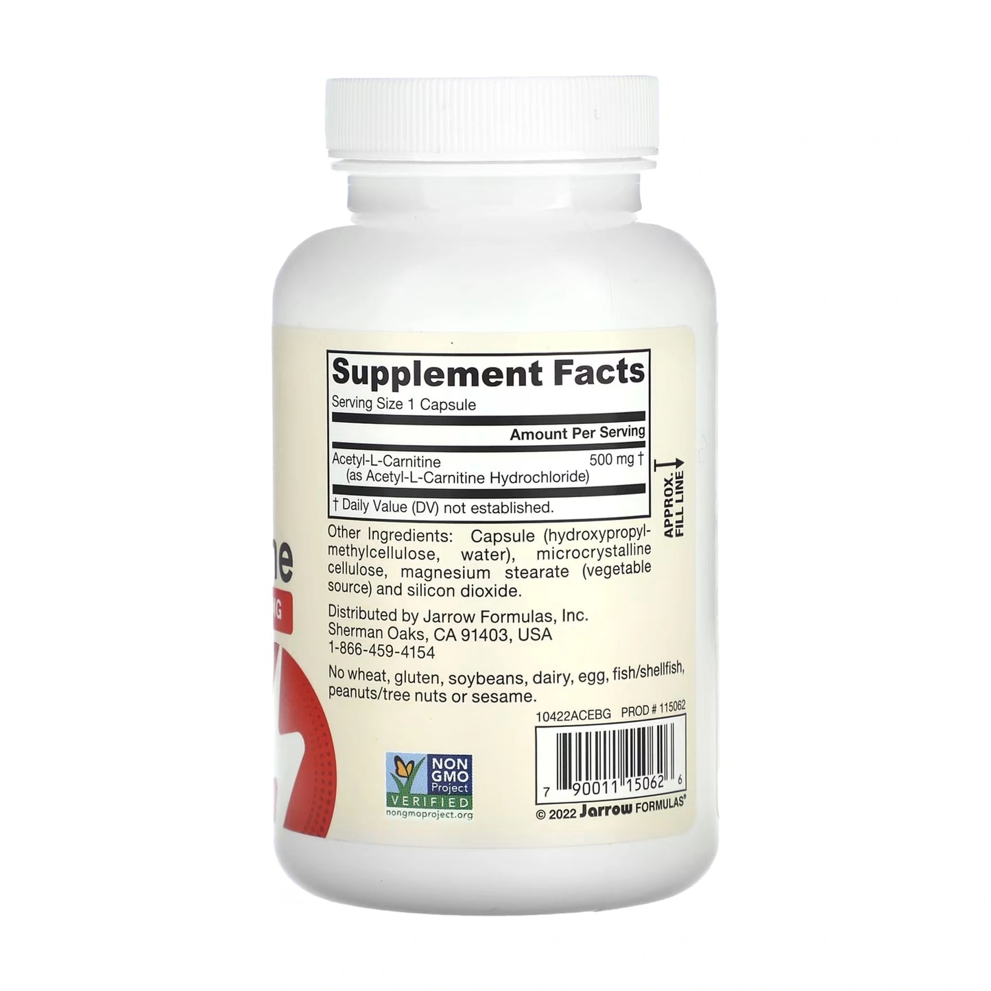 Jarrow Formulas Acetyl L-Carnitine 500mg, 120 Veggie Capsules