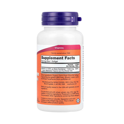 Naturalny Beta Karoten 7 500 mcg (25 000 IU), NOW Foods - 90 Kapsułek Softgel