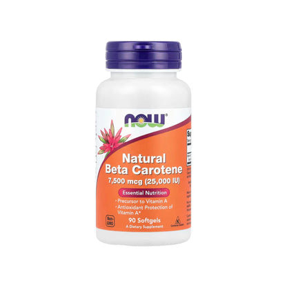 Naturalny Beta Karoten 7 500 mcg (25 000 IU), NOW Foods - 90 Kapsułek Softgel