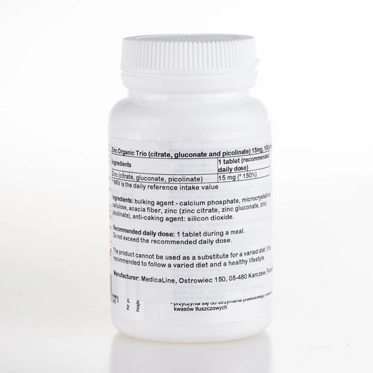 Zinc Organic Trio 15 mg (citrate, gluconate and picolinate) – Aliness