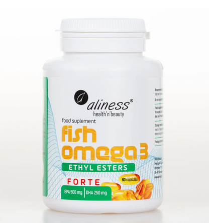 Fish Omega 3 FORTE Ethyl Esters – 500 mg EPA / 250 mg DHA – 60 Capsules